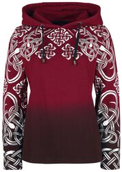 Red hoodie with Celtic print, Black Premium by EMP, Trui met capuchon