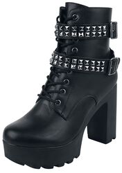 Black Low Boots with Lacing, Straps and Studs