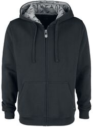 Hoodie Jacket with Rune-Print Hood, Black Premium by EMP, Vest met capuchon
