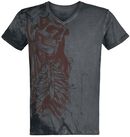 T-Shirt with skeleton print wash, Rock Rebel by EMP, T-Shirt Manches courtes