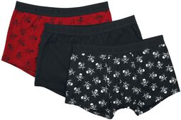 Set van drie boxershorts met doodskoppen, Black Premium by EMP, Boxerset