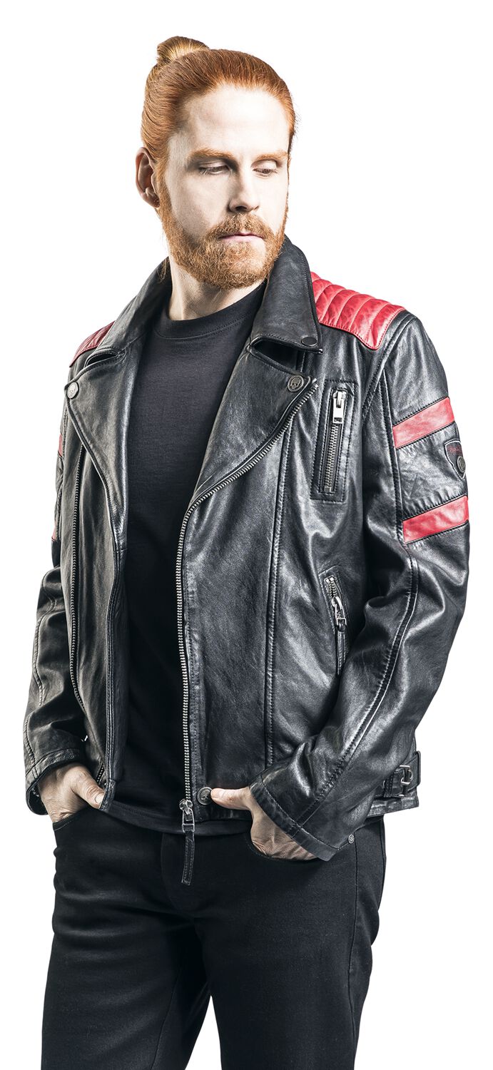 Blouson Motard En Cuir Véritable Noir MGR - Style Punk Rock Indie - Occasion Très Bon état