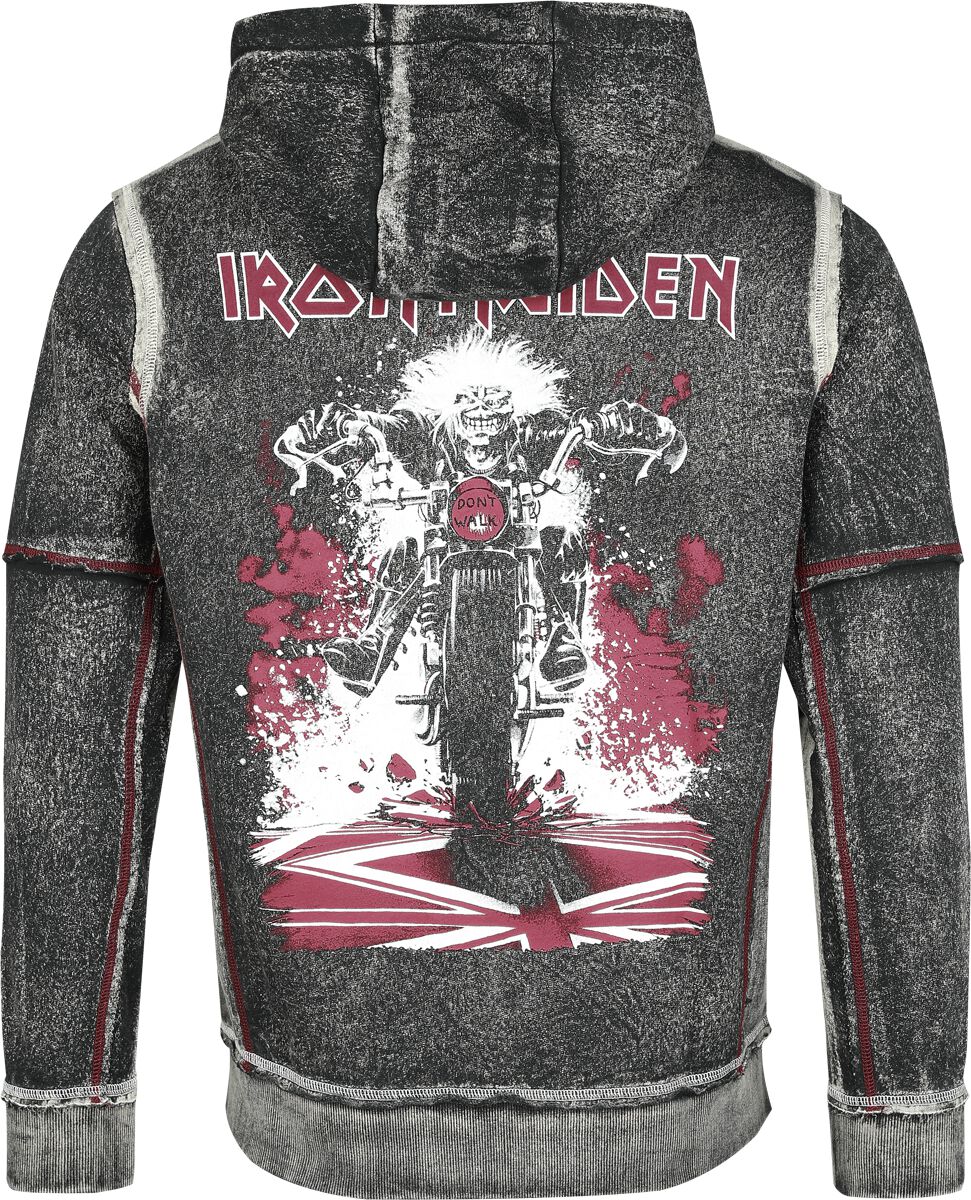 Iron Maiden Sweat-Shirt Zippé à Capuche Samurai Eddie - Graphisme Rouge Sur Noir, Coupe Regular