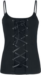 Black Top with Lacing and Thin Straps, Gothicana by EMP, Top