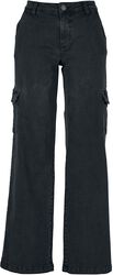 Dames High-waist rechte denim cargobroek, Urban Classics, Jeans