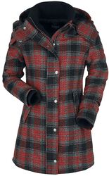 Checkered Short Coat, Black Premium by EMP, Korte jas