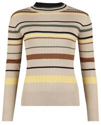 High Neck Strip 70s Sweater, Voodoo Vixen, Gebreide trui
