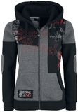 Hooded zip with prints and embroidery, Rock Rebel by EMP, Vest met capuchon