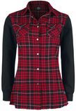 Checked Red Shirt with Jersey Sleeves and Open Seams, RED by EMP, Longsleeve