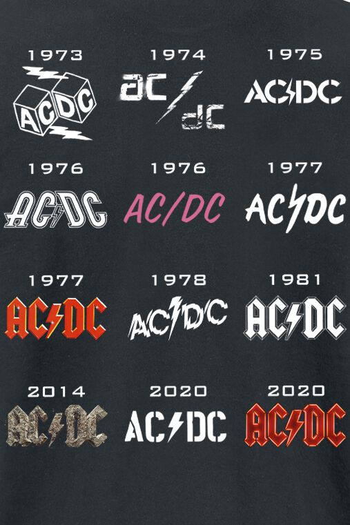 50 Years Logo History | AC/DC T-Shirt Manches courtes | Large
