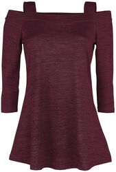 Red long-sleeved shirt with flared hemline, RED by EMP, Shirt met lange mouwen