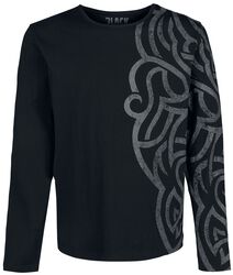 Long-sleeve Shirt with Large Ornamentation, Black Premium by EMP, Shirt met lange mouwen
