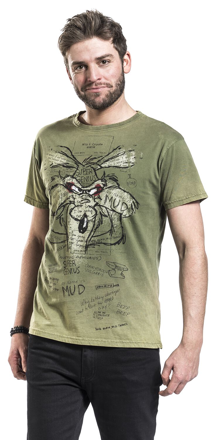 T-shirt Looney Tunes Wile E. Coyote Gris Et Noir - Taille M - Occasion Très Bon état - Coton