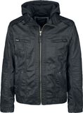 Hooded PU Jacket, Black Premium by EMP, Kunstlederen jas
