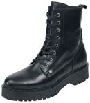 Black Lace-Up Boots with Wide Sole, Black Premium by EMP, Laars