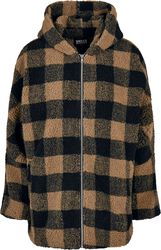 Ladies Hooded Oversized Check Sherpa Jacket, Urban Classics, Tussenseizoensjas