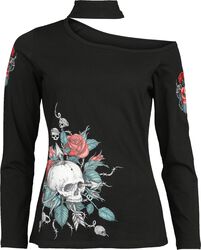 Longsleeve with skull and roses print, Rock Rebel by EMP, Shirt met lange mouwen