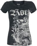 Black T-shirt with Crew Neck and Print, Rock Rebel by EMP, T-shirt