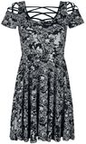 Dress with Decorative Lacing and Skull and Roses Print, Black Premium by EMP, Robe courte