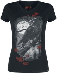 T-shirt with Raven Print, Black Premium by EMP, T-shirt
