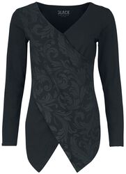 Longsleeve met plooien en opdruk, Black Premium by EMP, Shirt met lange mouwen