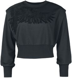 Kort sweatshirt met ravenprint, Black Premium by EMP, Sweatshirts