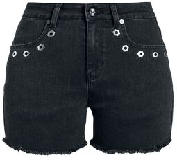 Rock Rebel X Route 66 - Black Shorts with Eyelets, Rock Rebel by EMP, Hot Pants