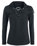 Hooded Longsleeve, Black Premium by EMP, T-shirt manches longues
