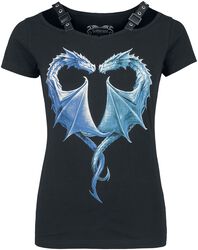 Gothicana X Anne Stokes - T-shirt noir avec imprimé dragon à l'avant, Gothicana by EMP, T-Shirt Manches courtes